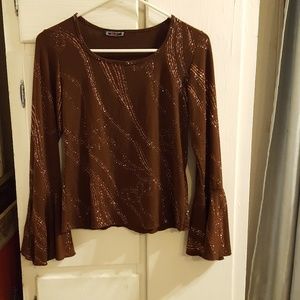 Vintage Decaf Stretch Sparkle Bell Sleeve Top